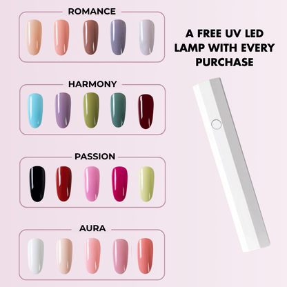 alluma. | Semi-permanent Gel Nail Polish Pen (5 Nail Pens in Unique Colors Per Set) + Free UV Lamp